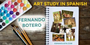 notebook page with pictures of artwork by Fernando Botero