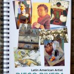 notebook page with pictures of artwork by Diego Rivera