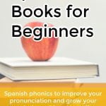 apple ontop of book, text spanish books for beginners